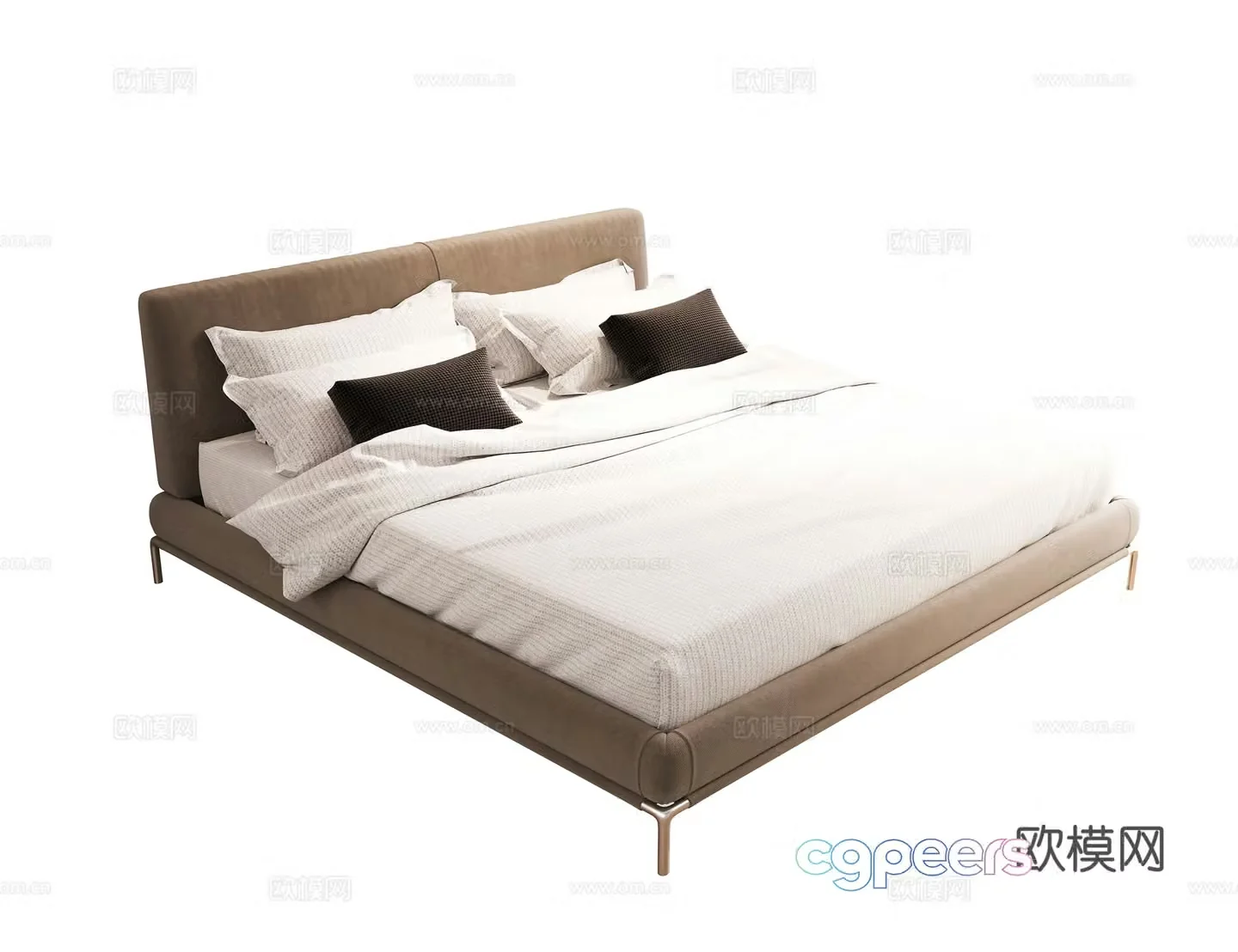 Modern double bed fabric double bed master bedroom second bedroom elderly bed simple double bed 3d model