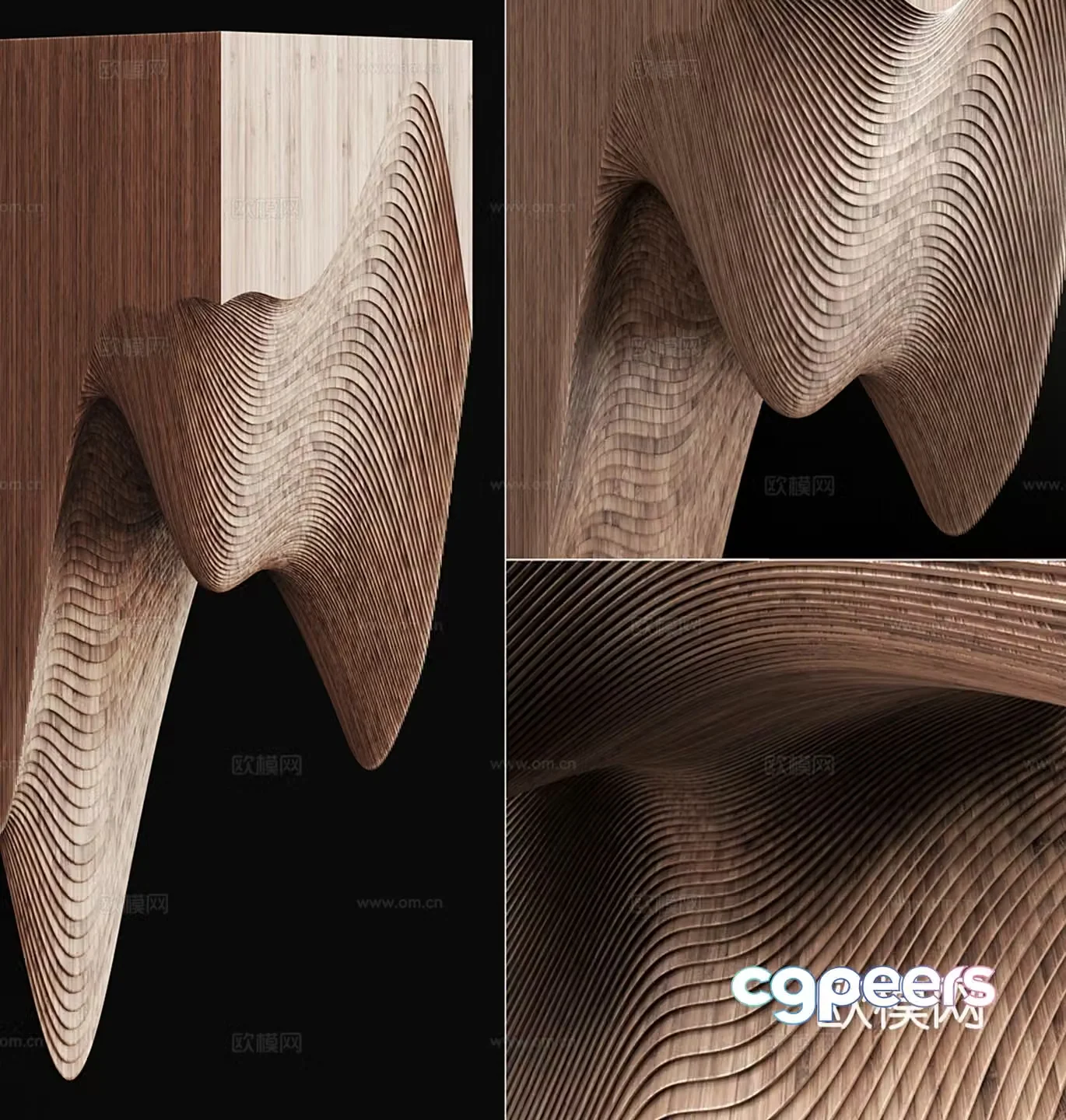 Slab parametric ceiling decoration art installation 3D model
