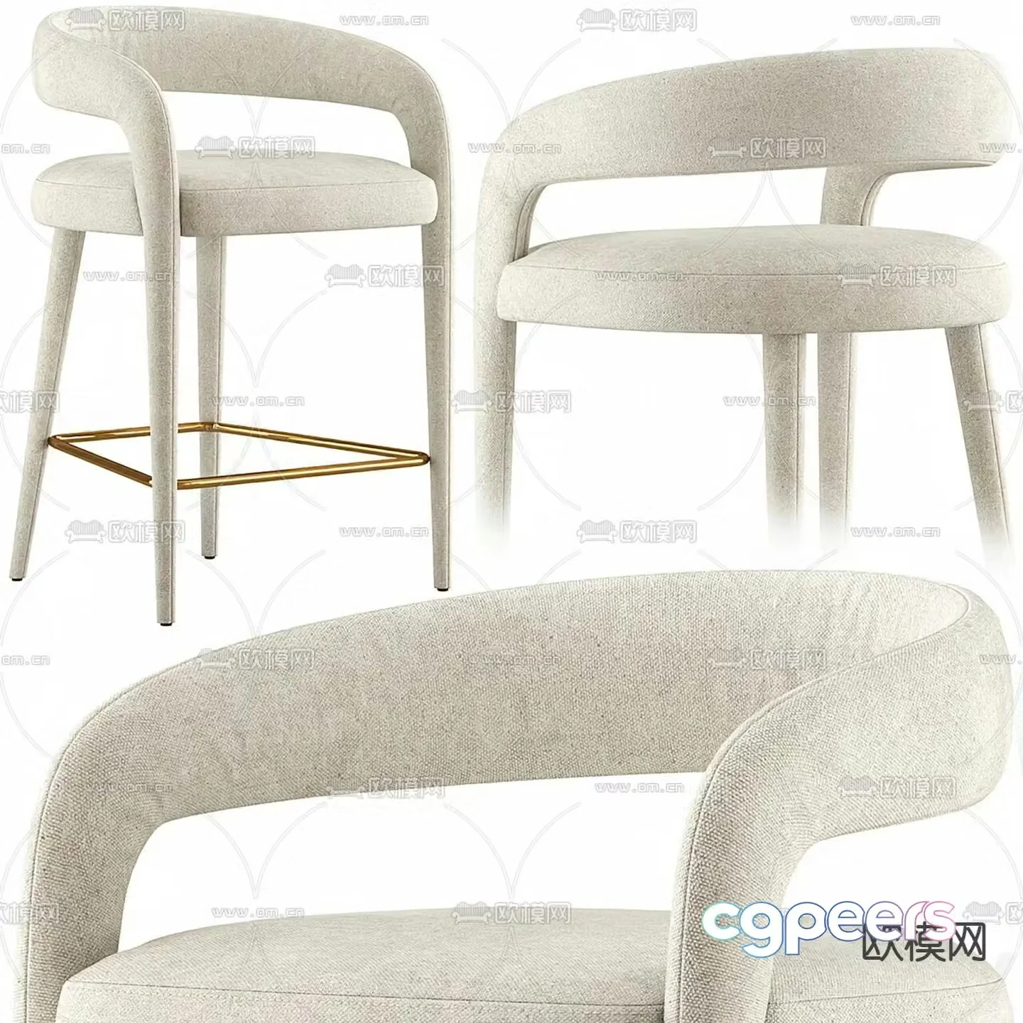 Lisette Bar Chair Bar Stool Bar Stool 3D Model