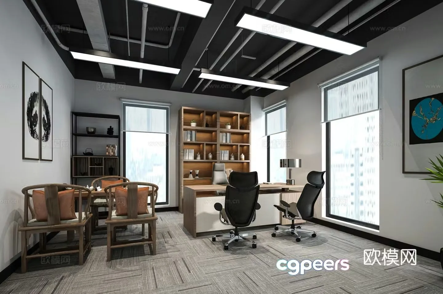 Modern manager office supervisor room reception room 3d model
