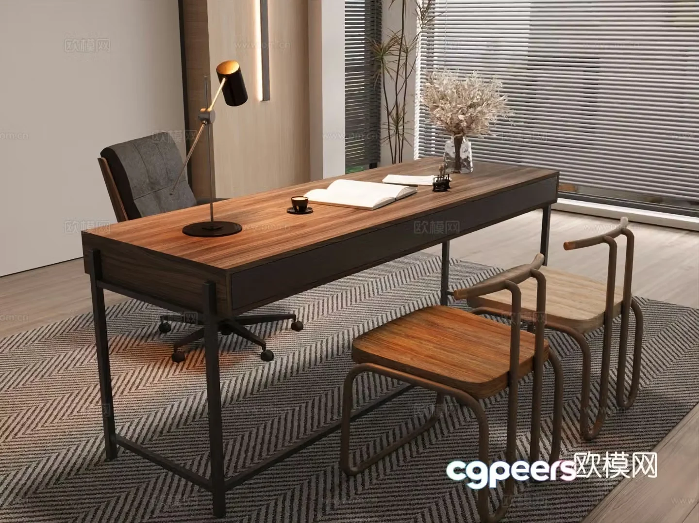 Medieval style desk writing desk 3d model