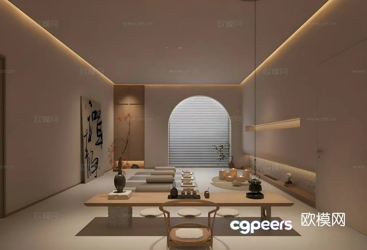 Modern Washi Lounge Meditation Room Tea Room 3D Model