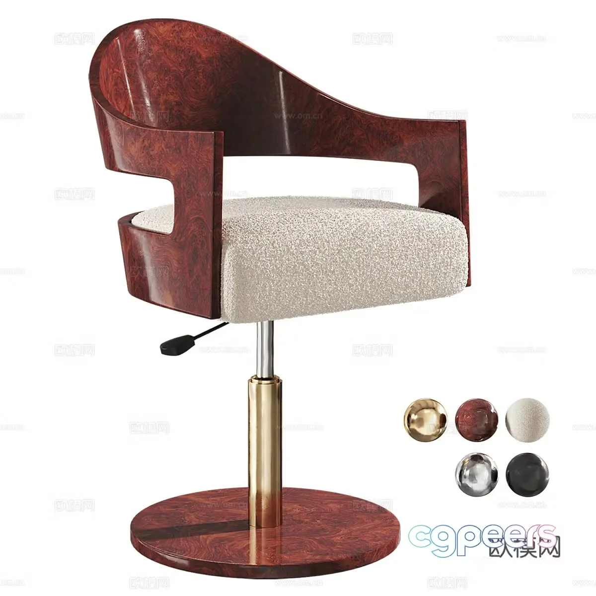Modern Italian light luxury bar chair 3D model