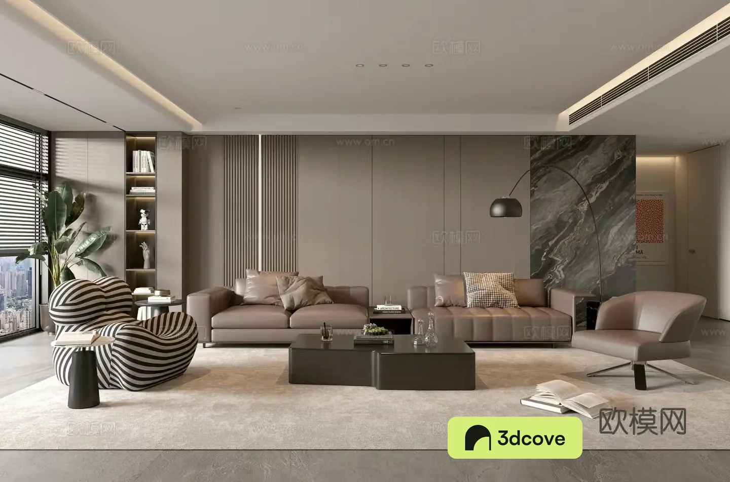 Modern Italian living room light luxury sofa coffee table combination sofa background wall villa living room