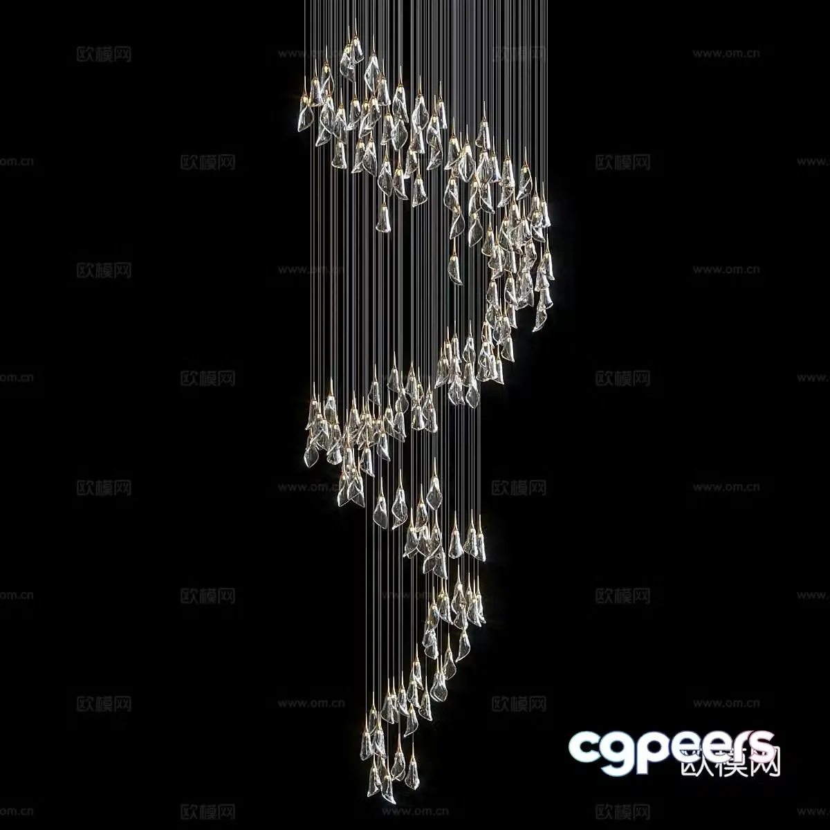 Modern Italian light luxury craft chandeliers 3D model