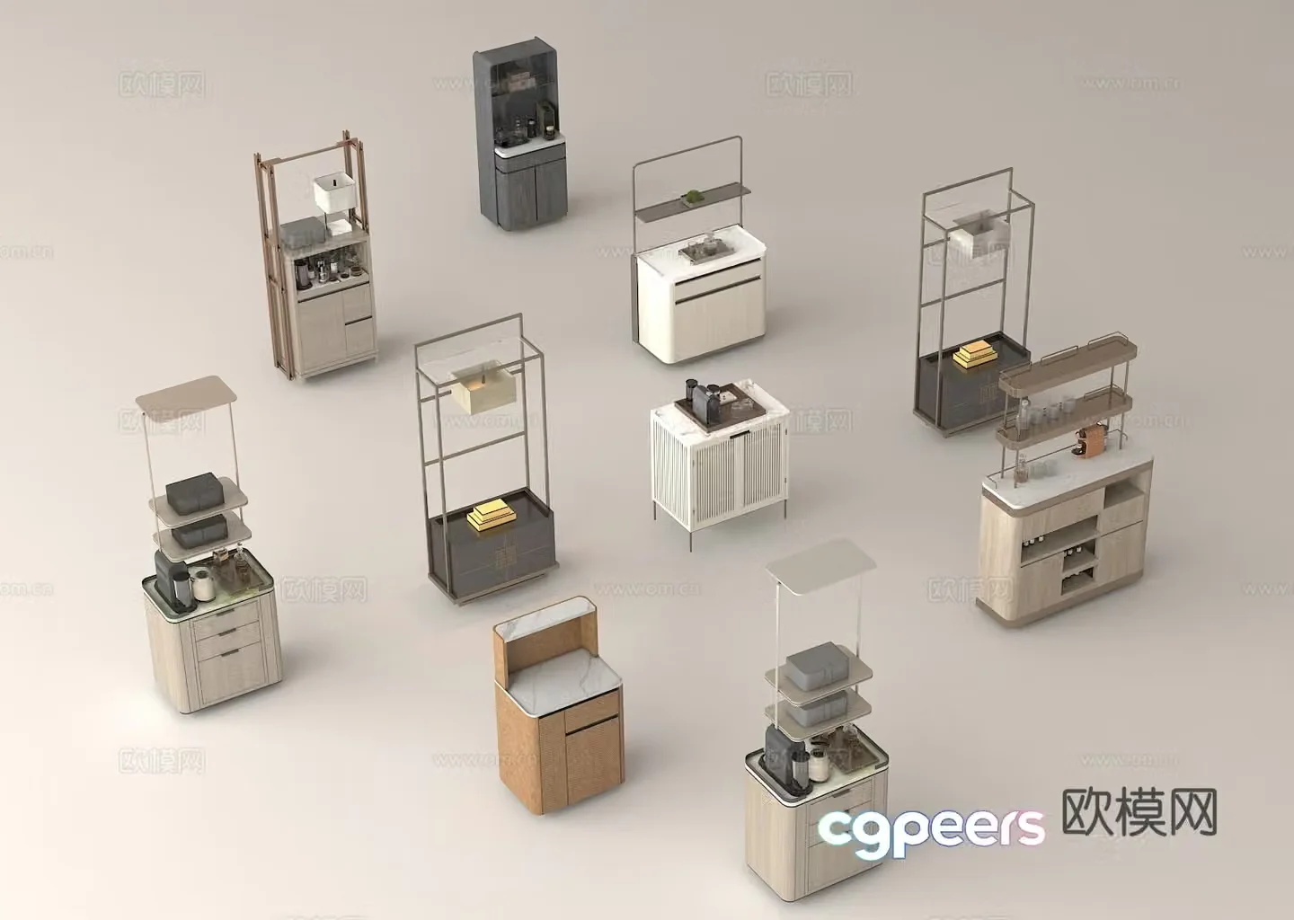 Home display rack modern cabinet storage furniture simple design display rack 3D model