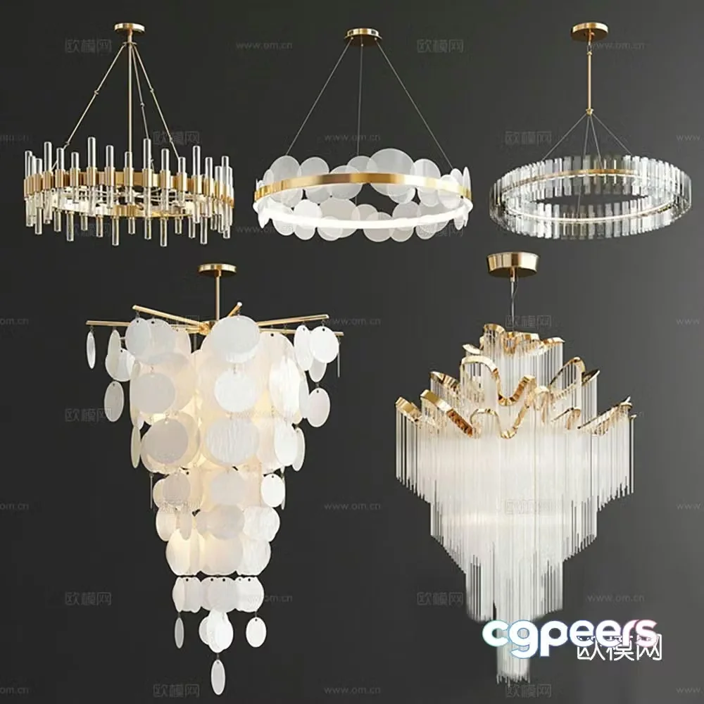 Light luxury chandelier hall chandelier 3d model