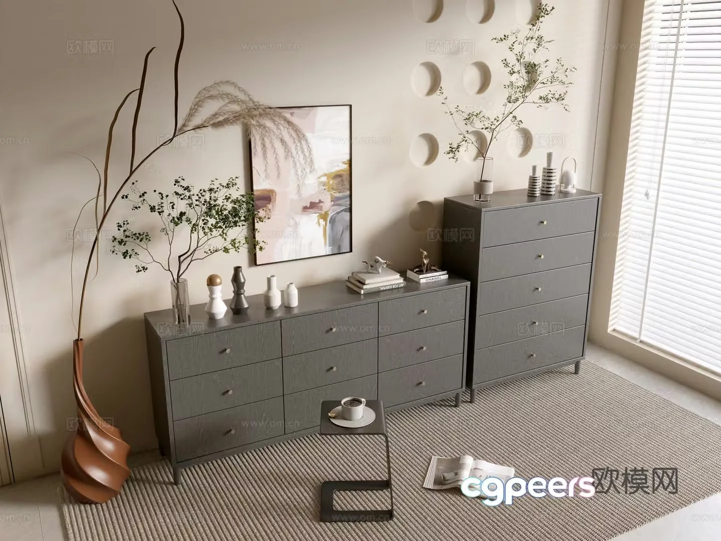 Modern black porch cabinet sideboard cabinet balcony cabinet storage cabinet entrance porch cabinet 3D model