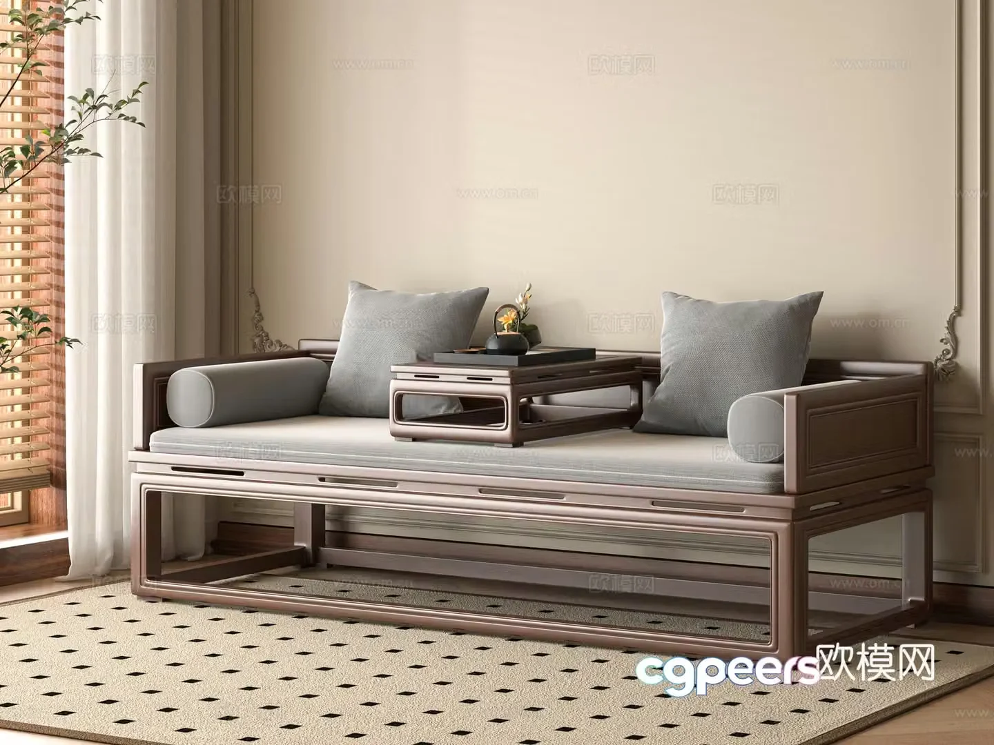 New Chinese Arhat Bed 3D Model