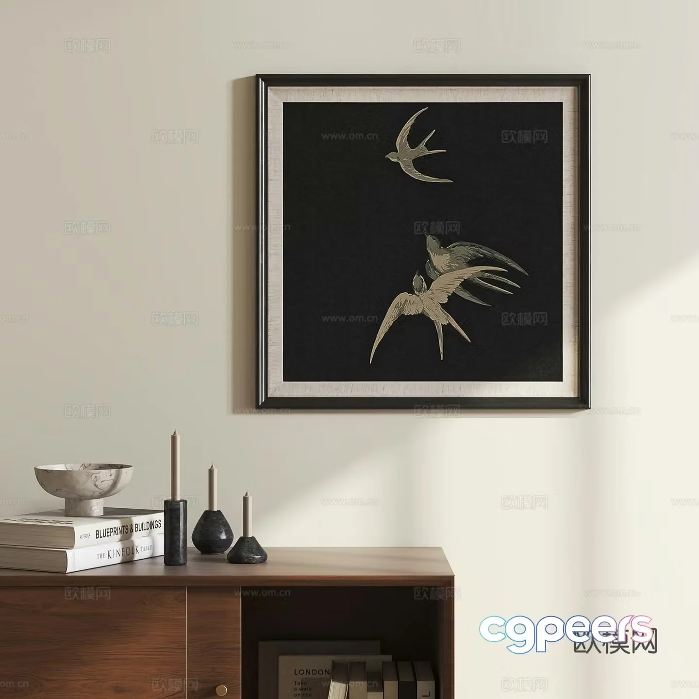 Middle-aged style hanging paintings texture paintings decorative paintings 3D model