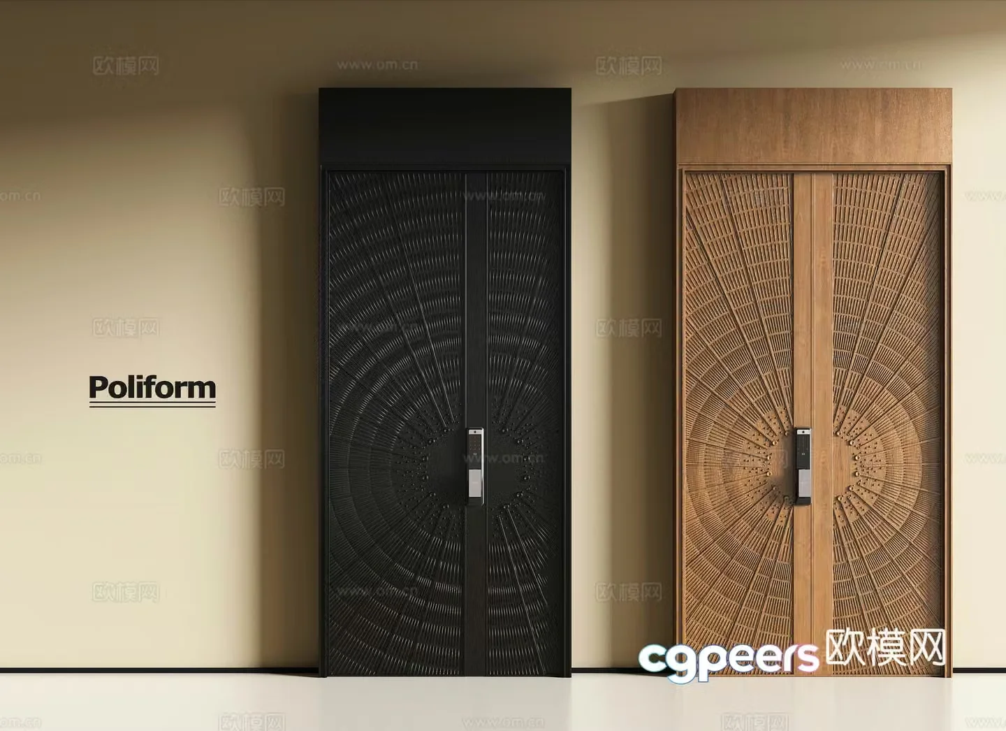 Modern entrance door combination 3D model