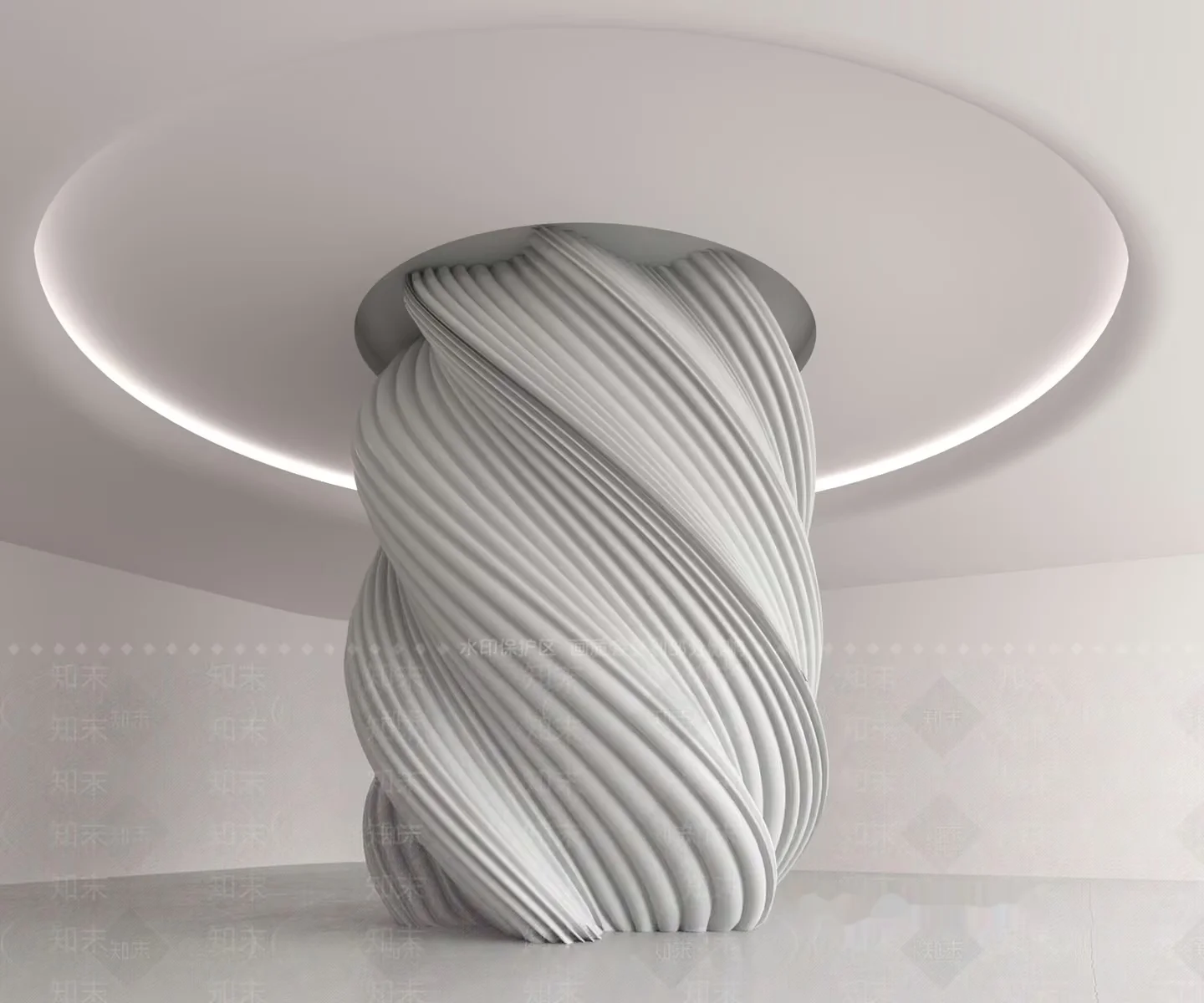 A White Spiral Sculpture In A Modern Room 3D Model – 22807 – VRAY Render