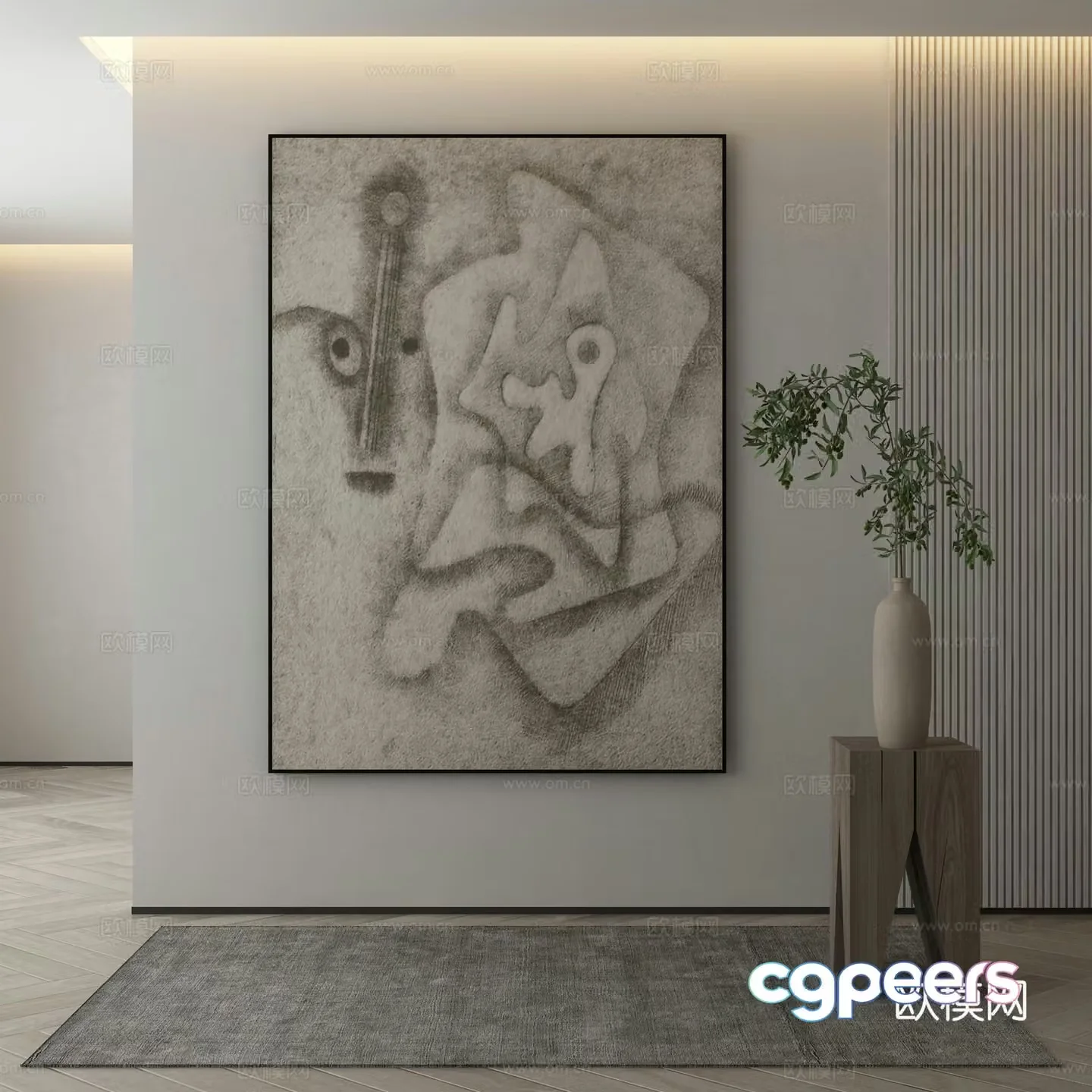 Modern Wasabi Hanging Painting Oil Painting 3D Model