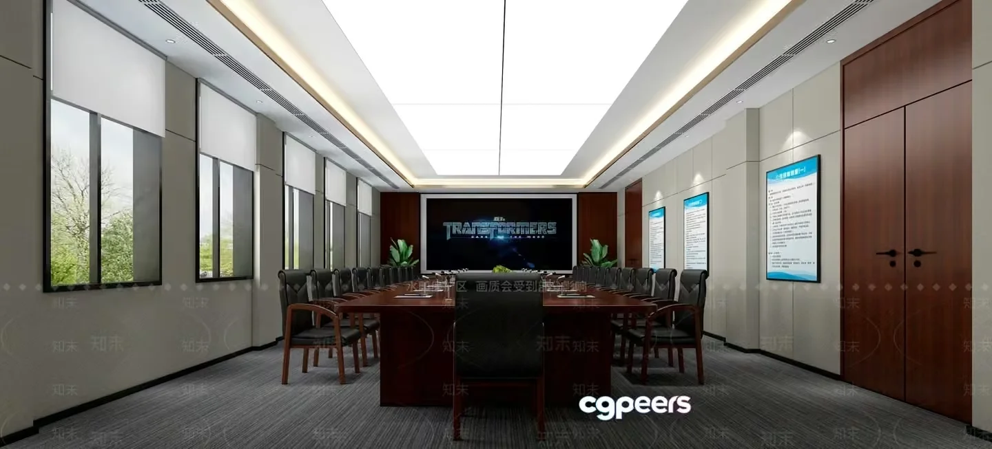 A Conference Room With A Large Table And Chairs 3D Model – 16451 – VRAY Render