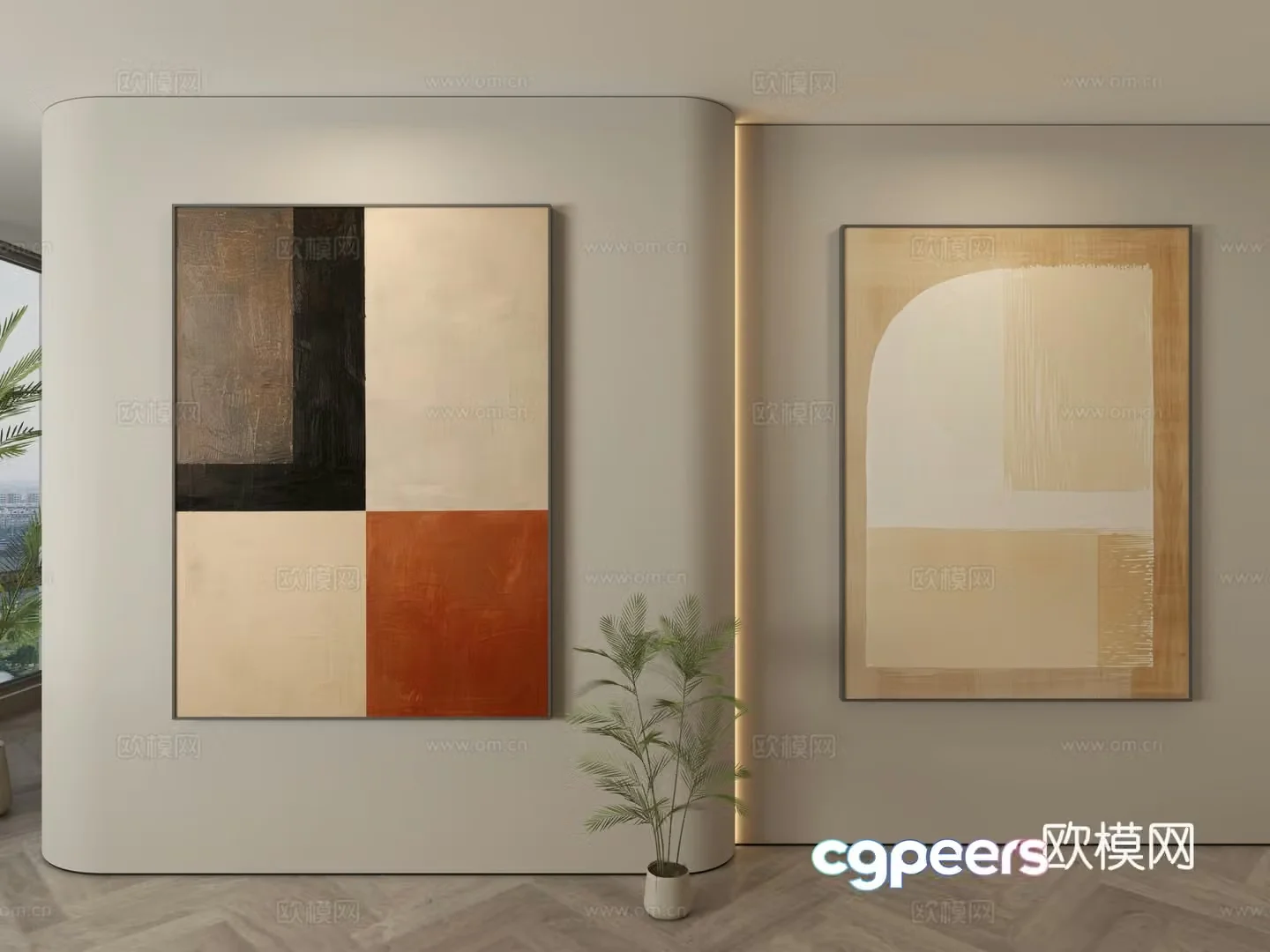 Modern abstract painting Decorative painting 3d model