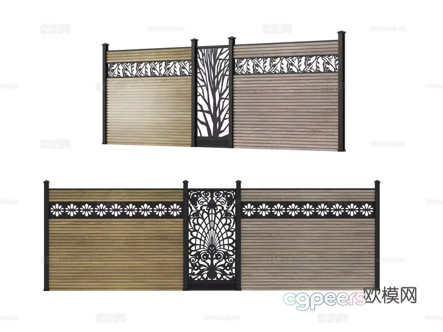 Plastic wood fence anticorrosion wood fence 3d model