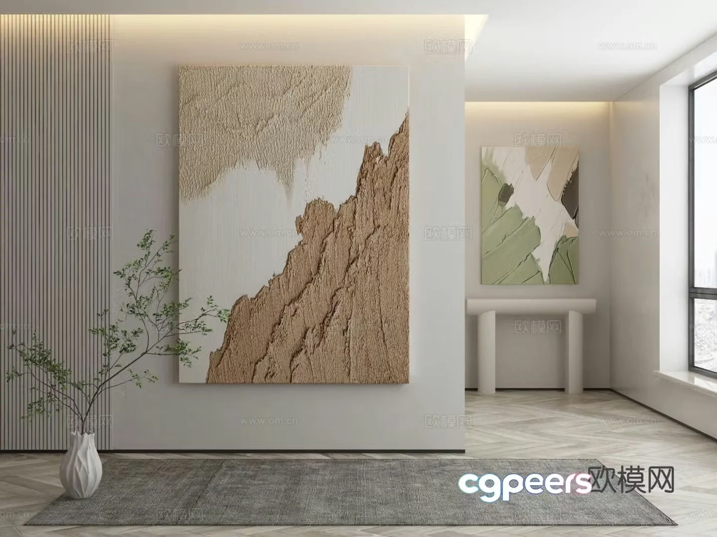 Modern texture painting decorative painting 3d model