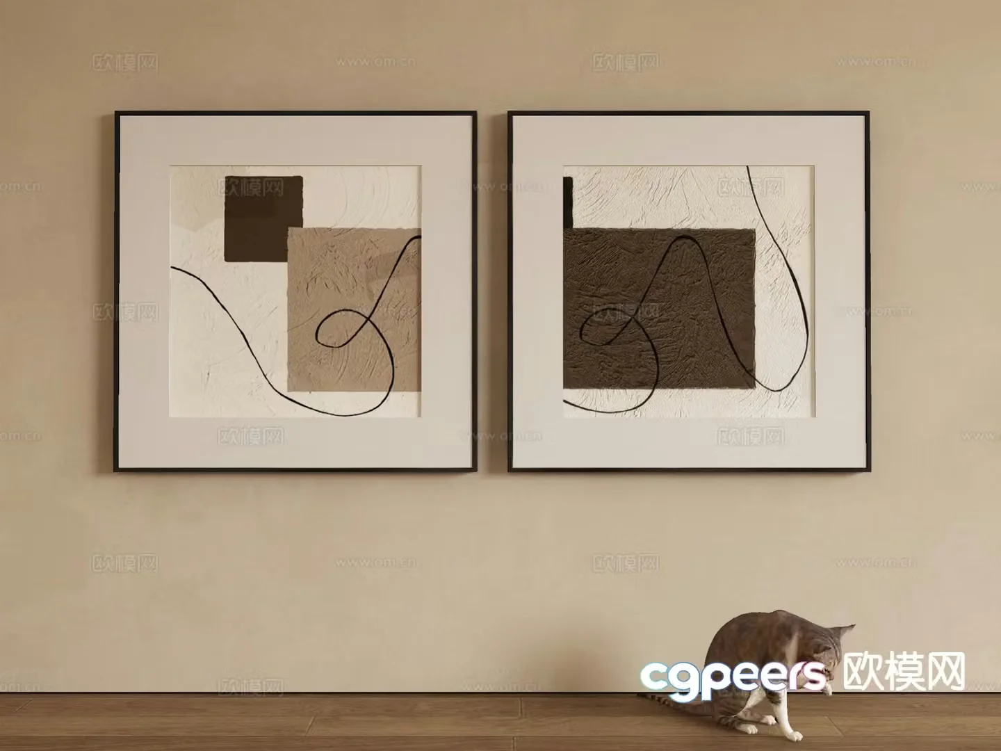 Modern decorative painting abstract painting 3d model