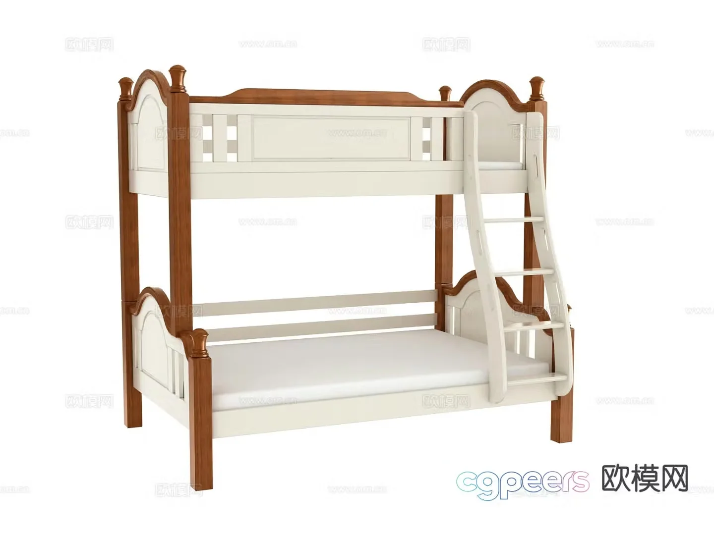 Simple European children’s bed high and low bed 3D model