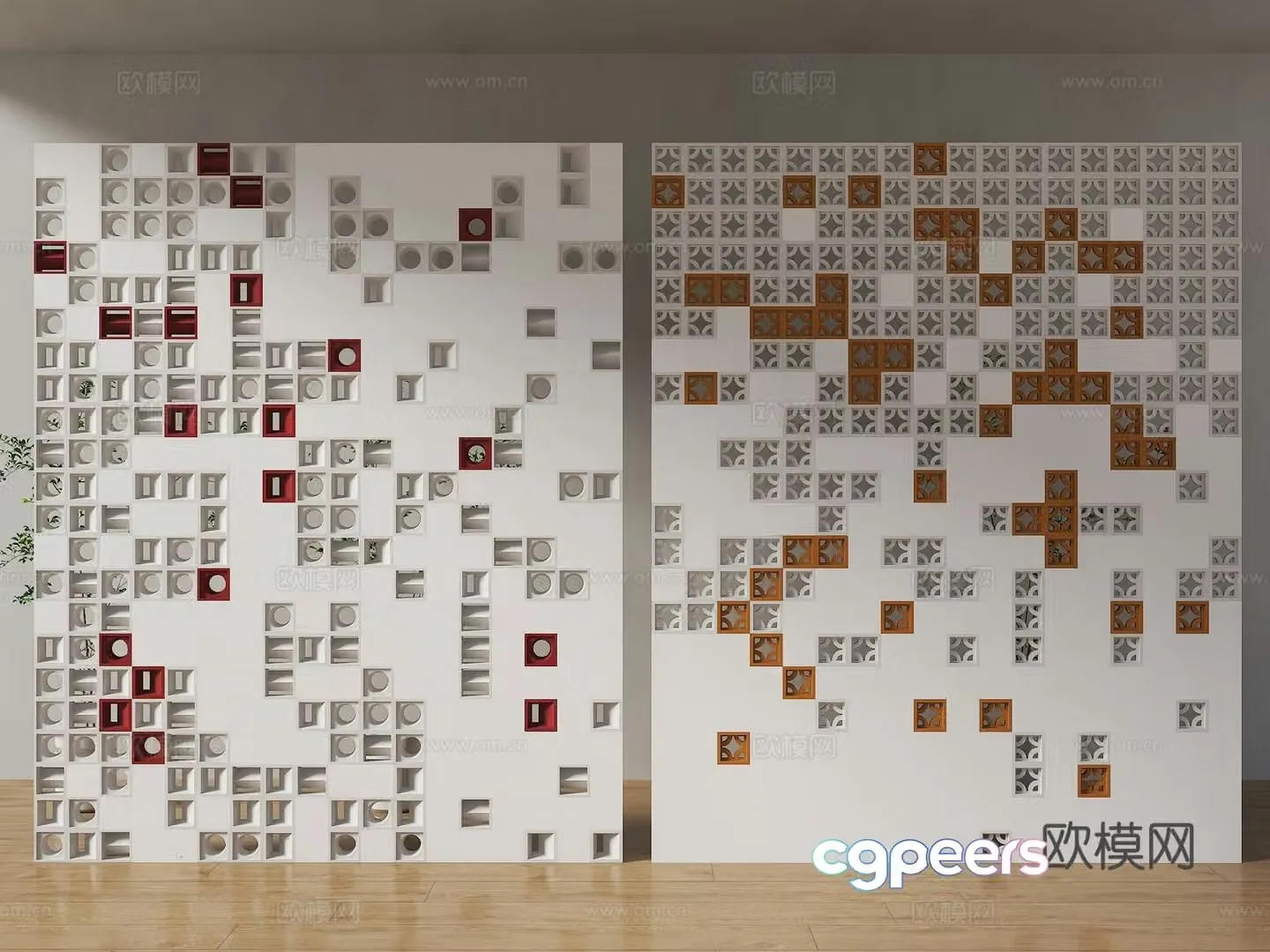 Modern cement brick partition Hollow brick partition Random gradient hollow partition Prefabricated water 3D model