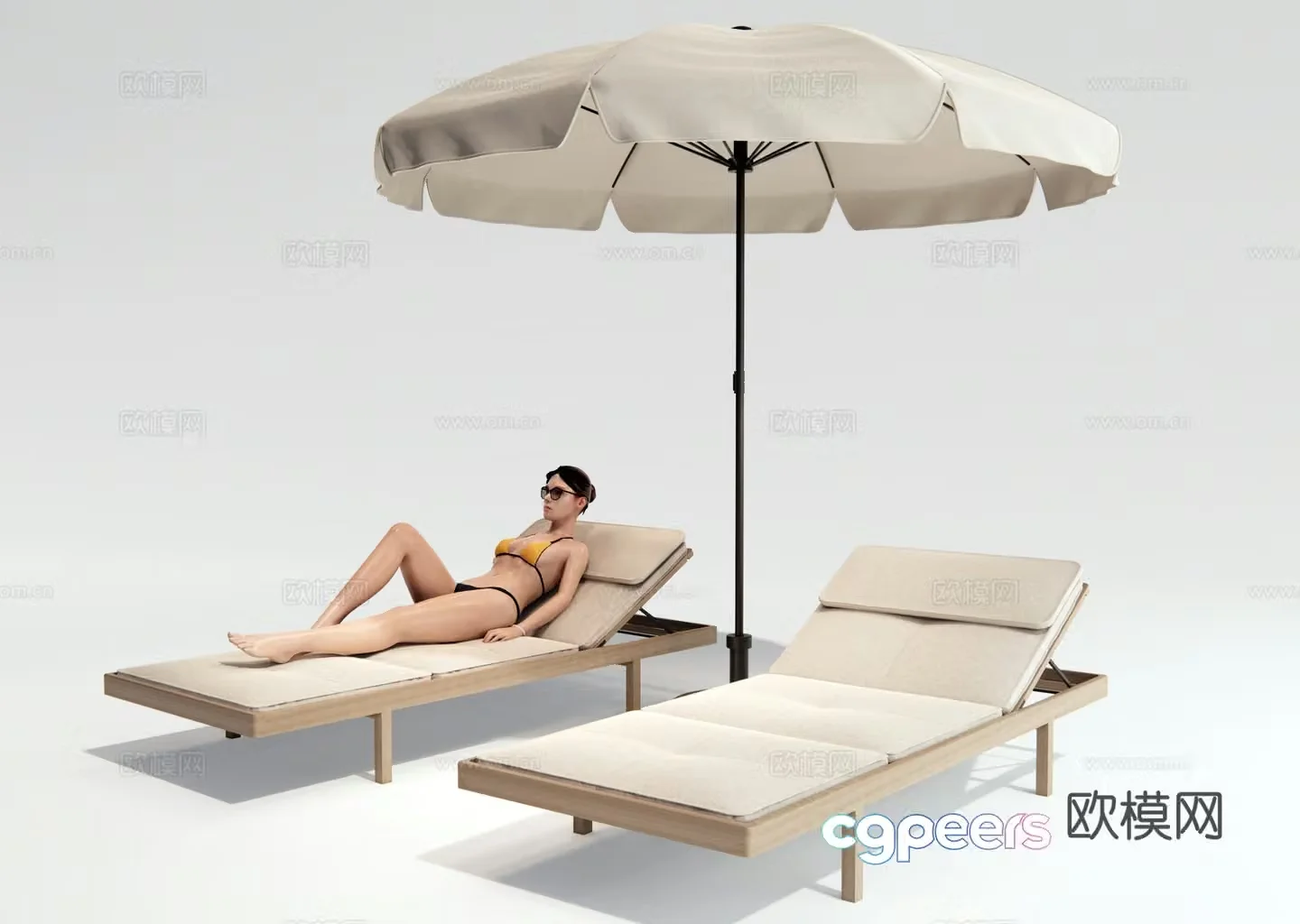Modern outdoor lounge chair beach chair 3d model