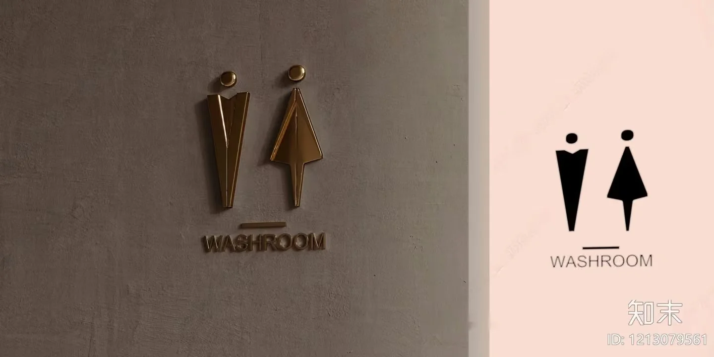 A Sign For A Washroom 3D Model – 11263 – VRAY Render