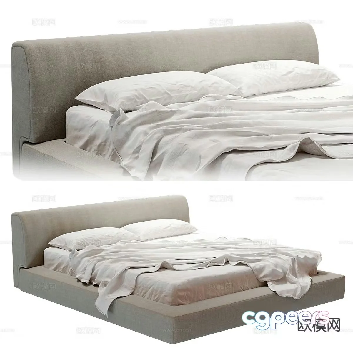 Modern double bed 3d model