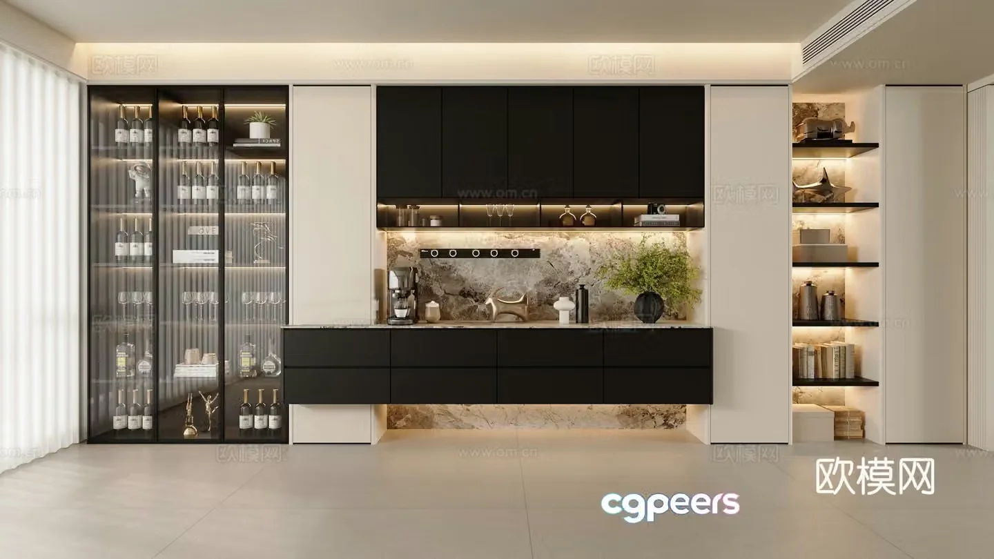 Modern wine cabinet 3d model