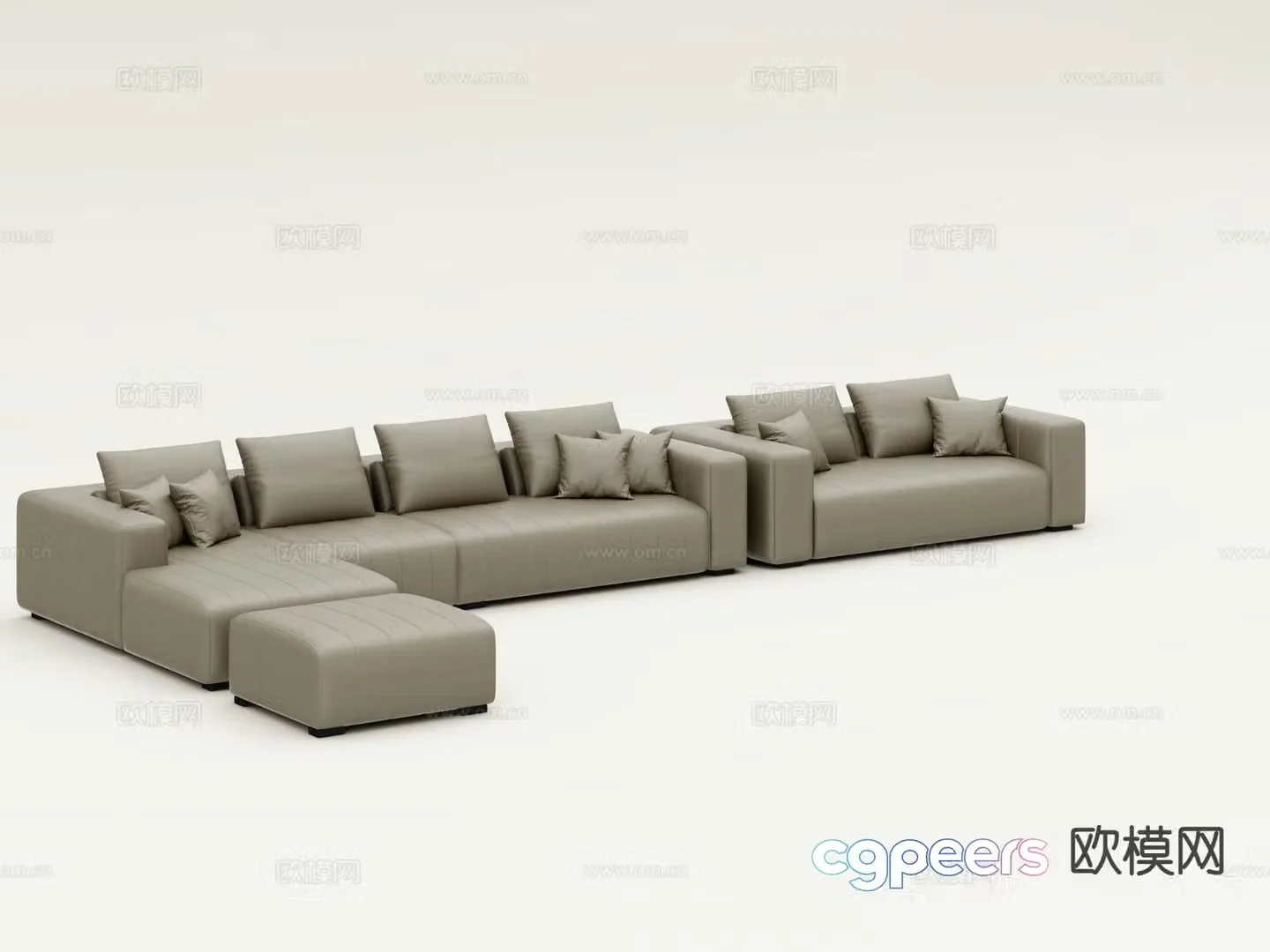 Modern multi-seater sofa leather sofa 3d model