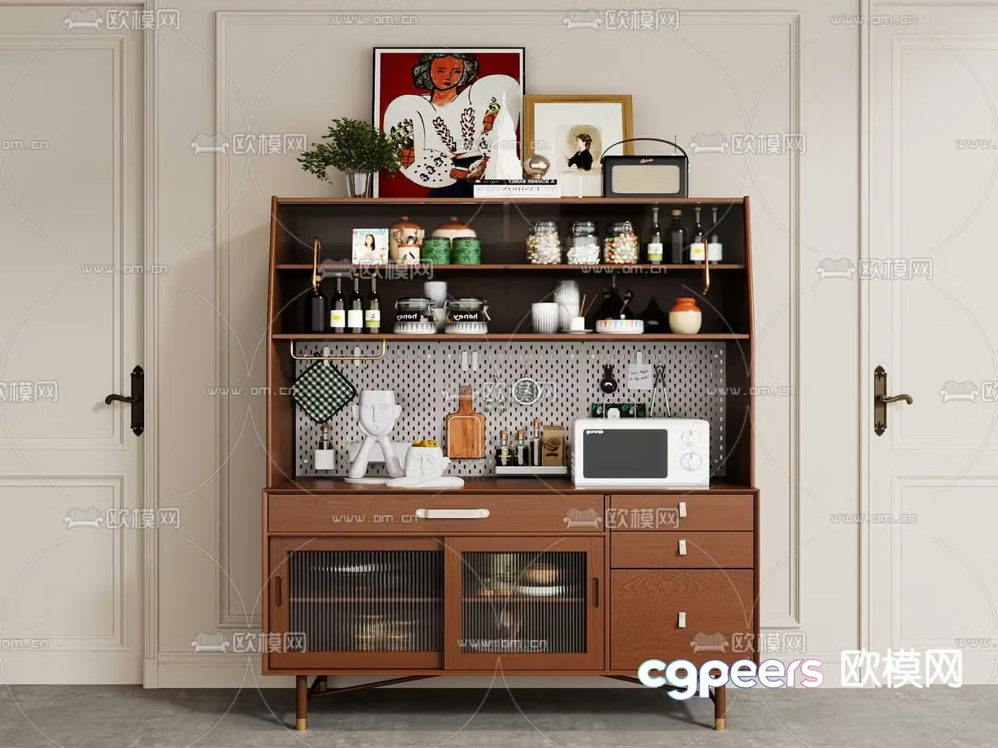 Medieval style sideboard 3d model