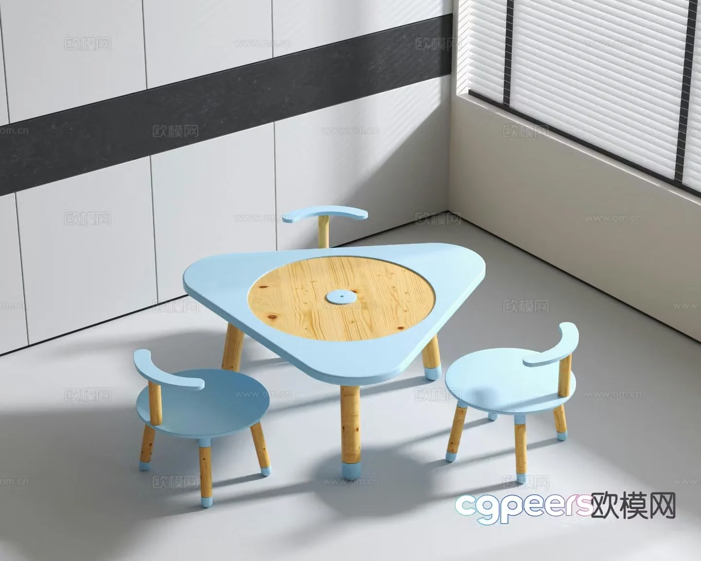 Modern children’s table and chair 3d model