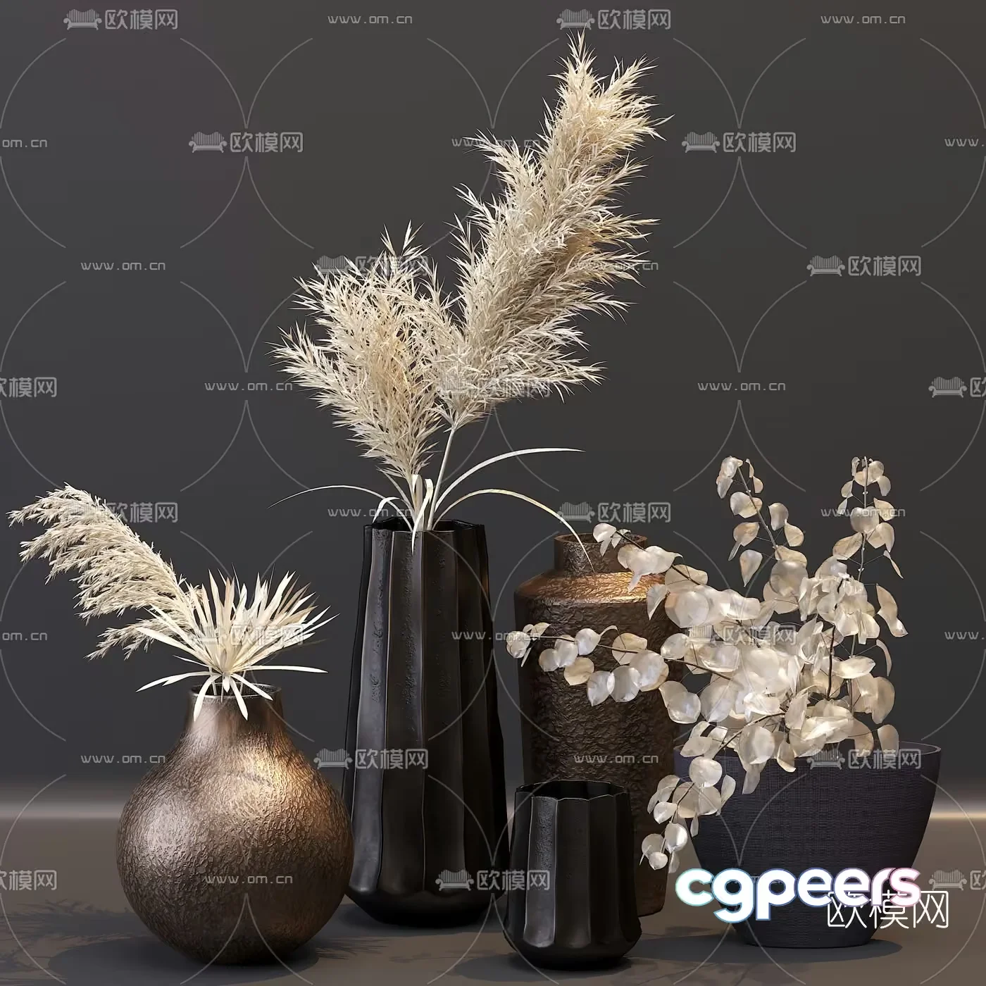 A Vase With Dried Flowers 3D Model – 16357 – VRAY Render