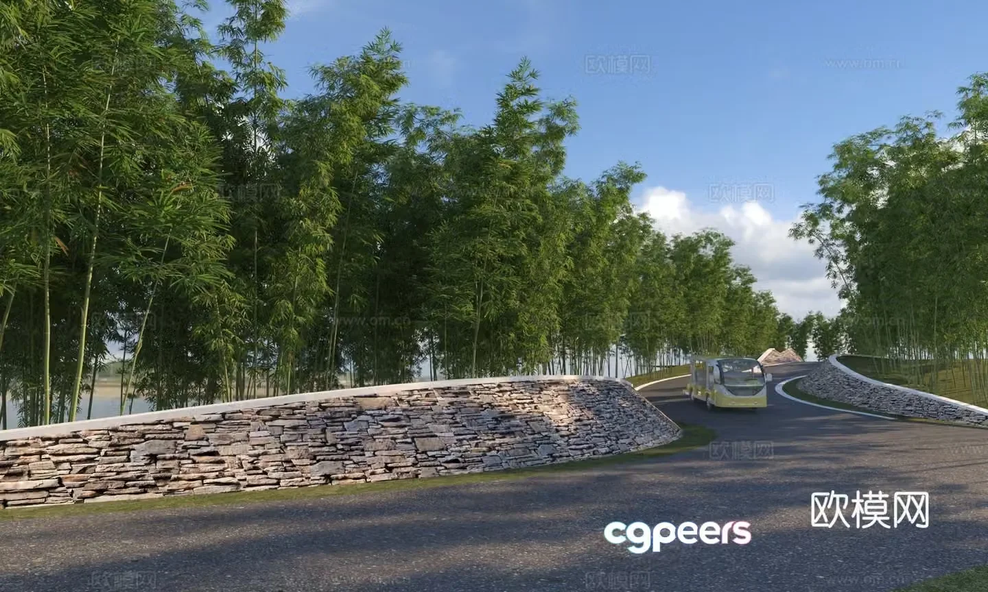 Modern bamboo forest 3D model