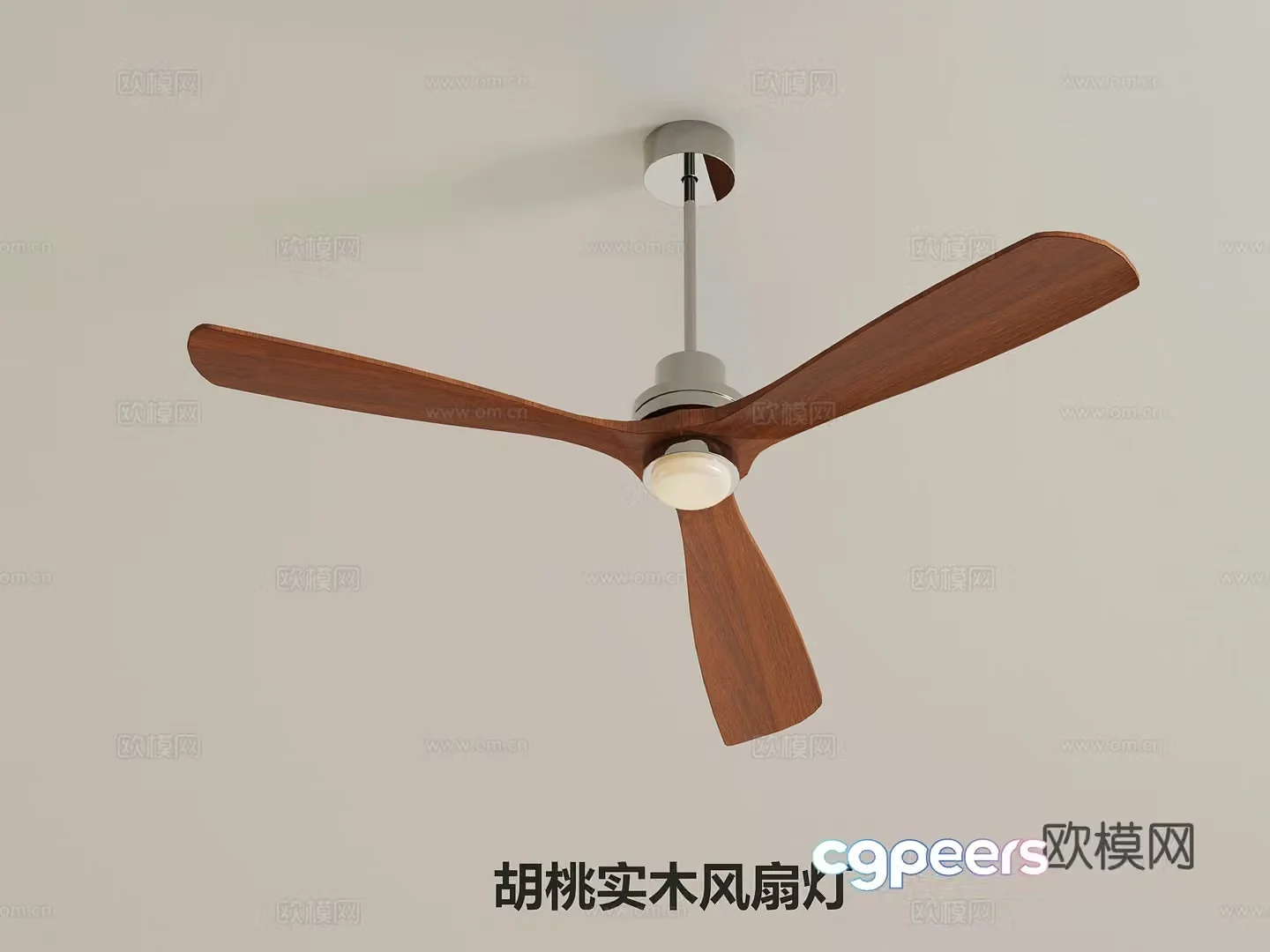 Fan light French retro fan light Walnut solid wood fan light 3d model