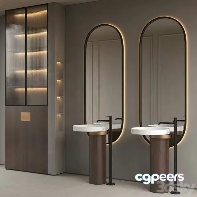 3ds Max Free – Bathroom furniture 1 – Falper Eccentrico basin & Noken Round faucet by Porcelanosa