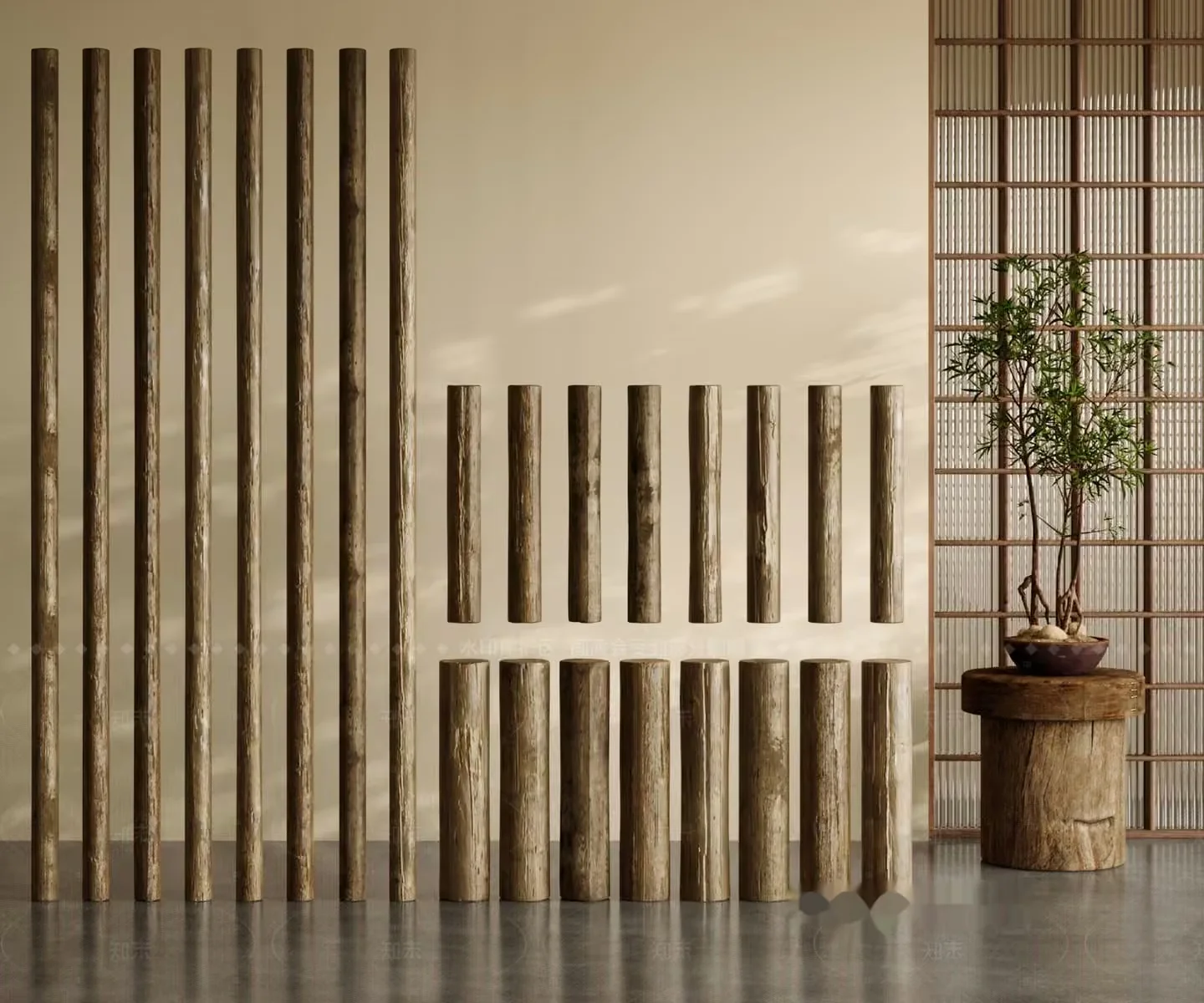 Wooden Room Divider 3D Model – 22307 – CORONA Render