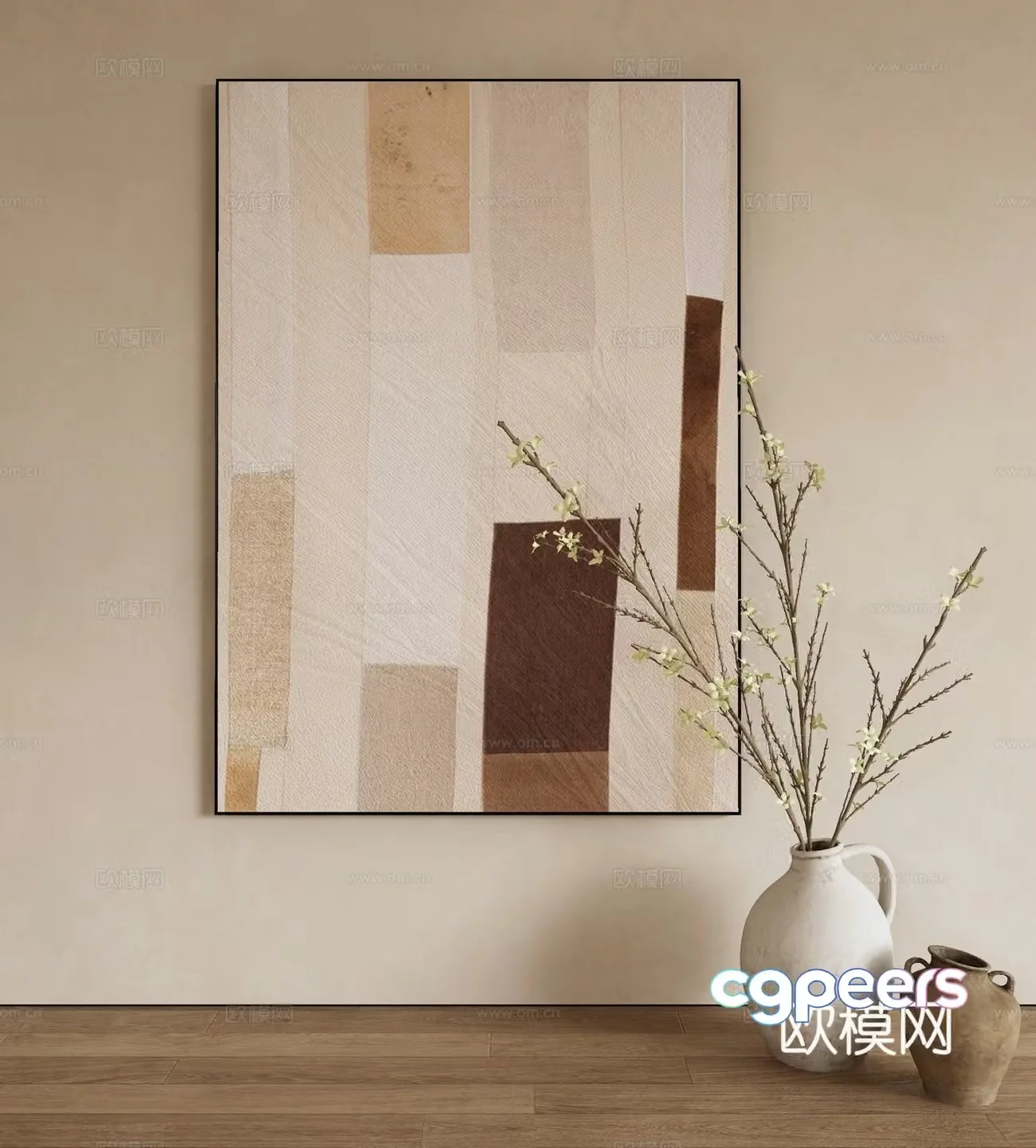 Modern texture painting decorative painting 3d model