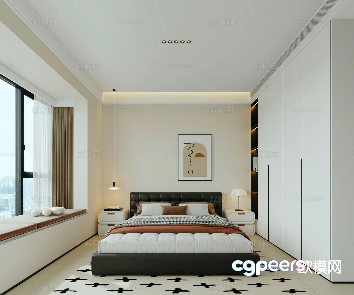 Modern minimalist bedroom master bedroom 3d model