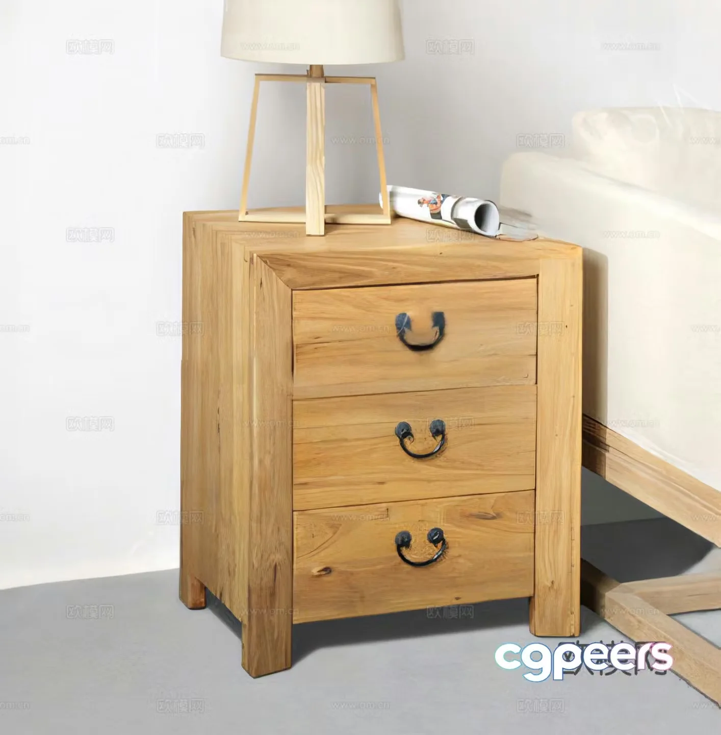 wabi-sabi bedside table 3d model