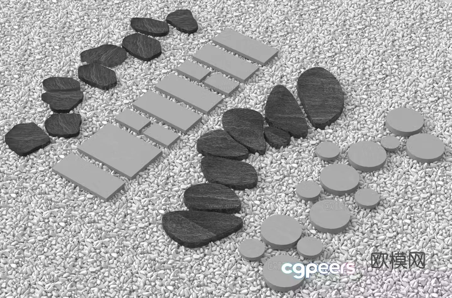 Park paving floor paving bluestone slab 3D model