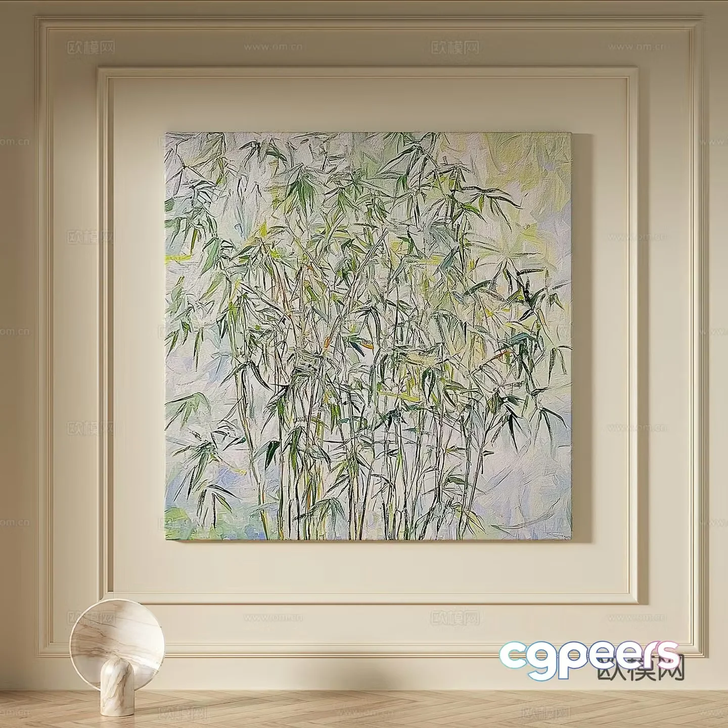 Modern simple texture abstract light luxury wasabi three-dimensional decorative painting 3d model