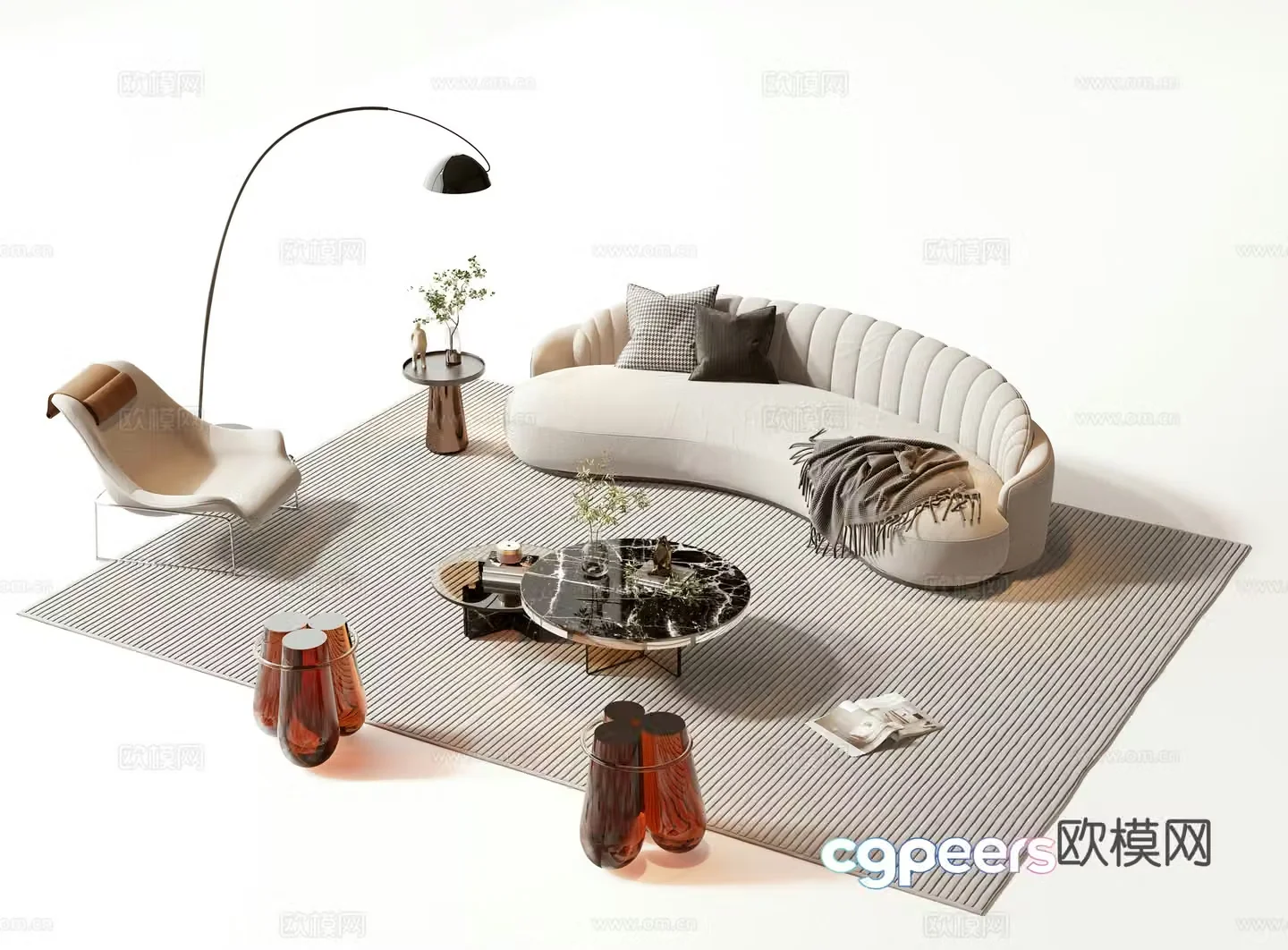 Modern sofa coffee table set 3d model