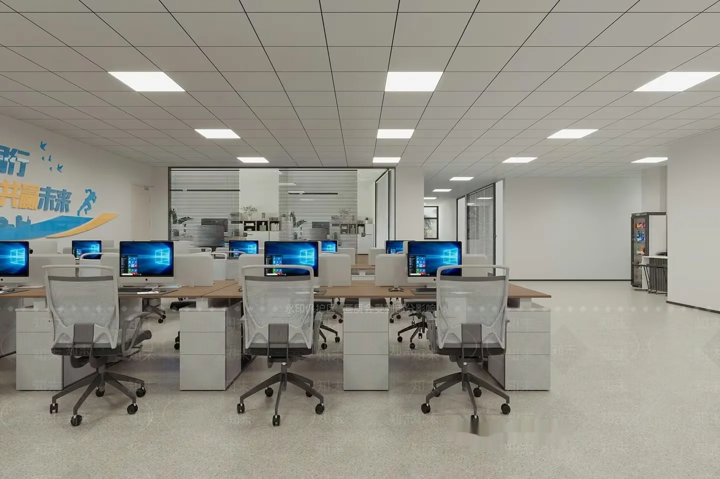 Office Workstations 3D Model – 19569 – VRAY Render