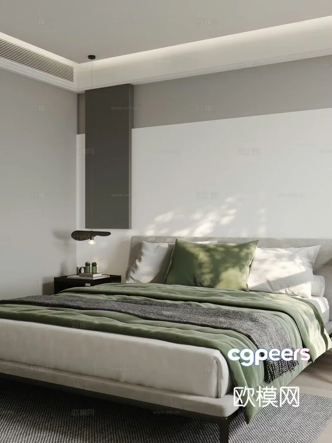 Modern double bed 3d model