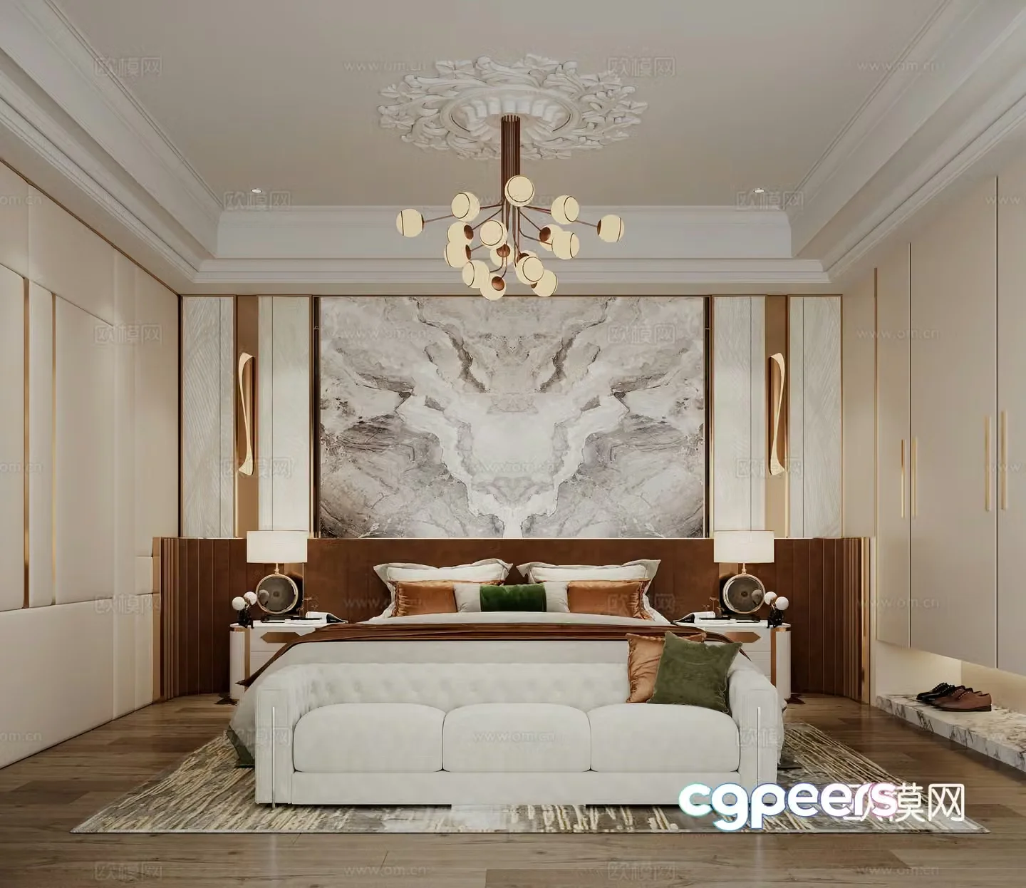 Light luxury bedroom master bedroom 3d model