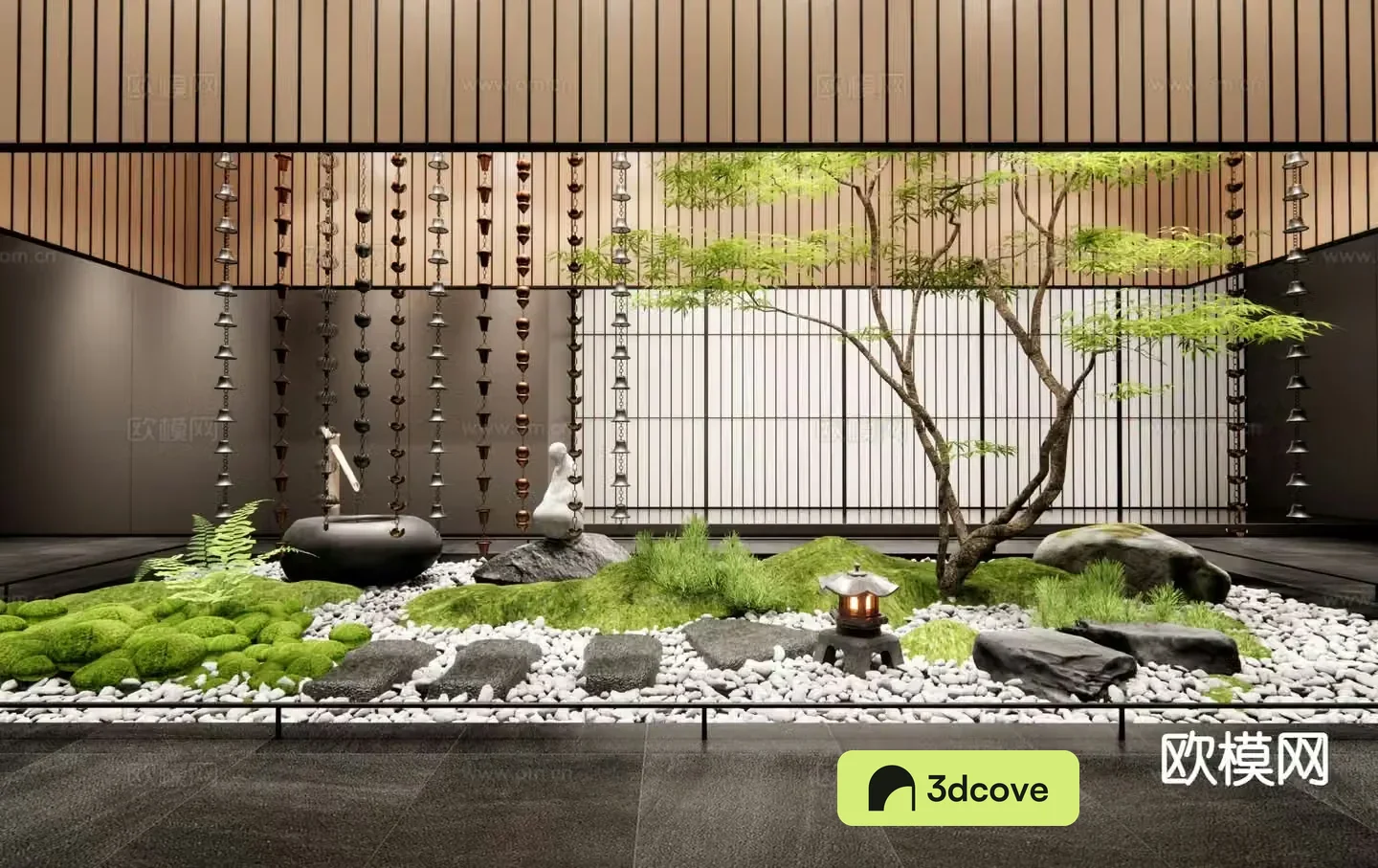 New Chinese style landscaping courtyard sketch