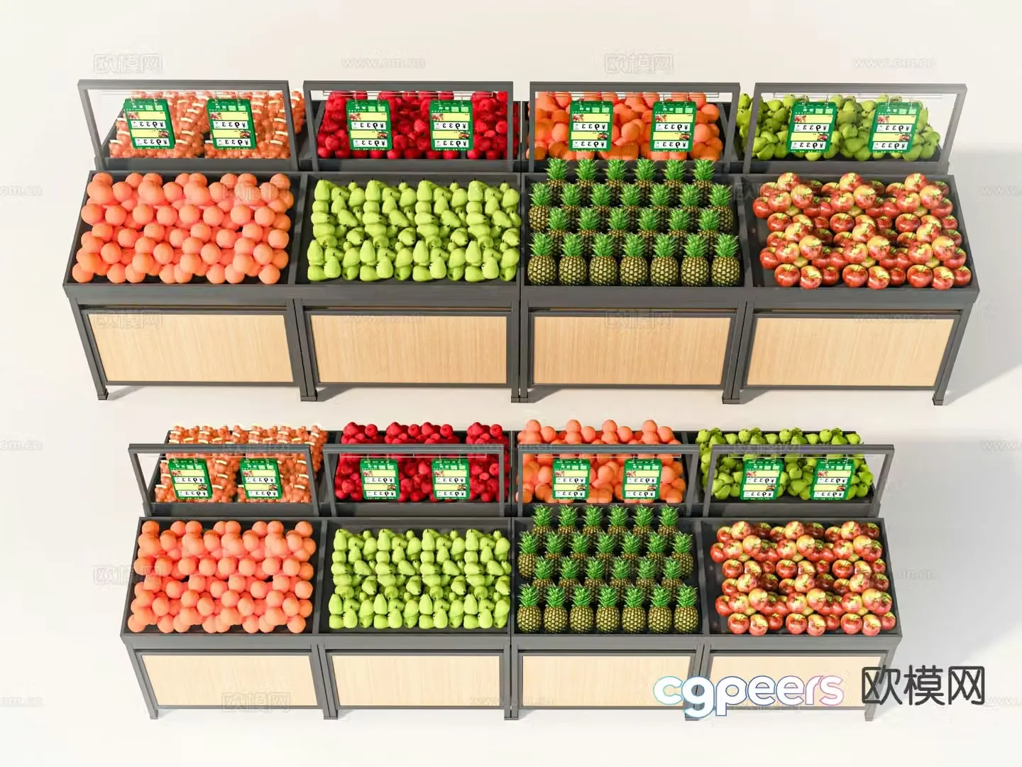 Modern fruit shop shelves display rack 3d model