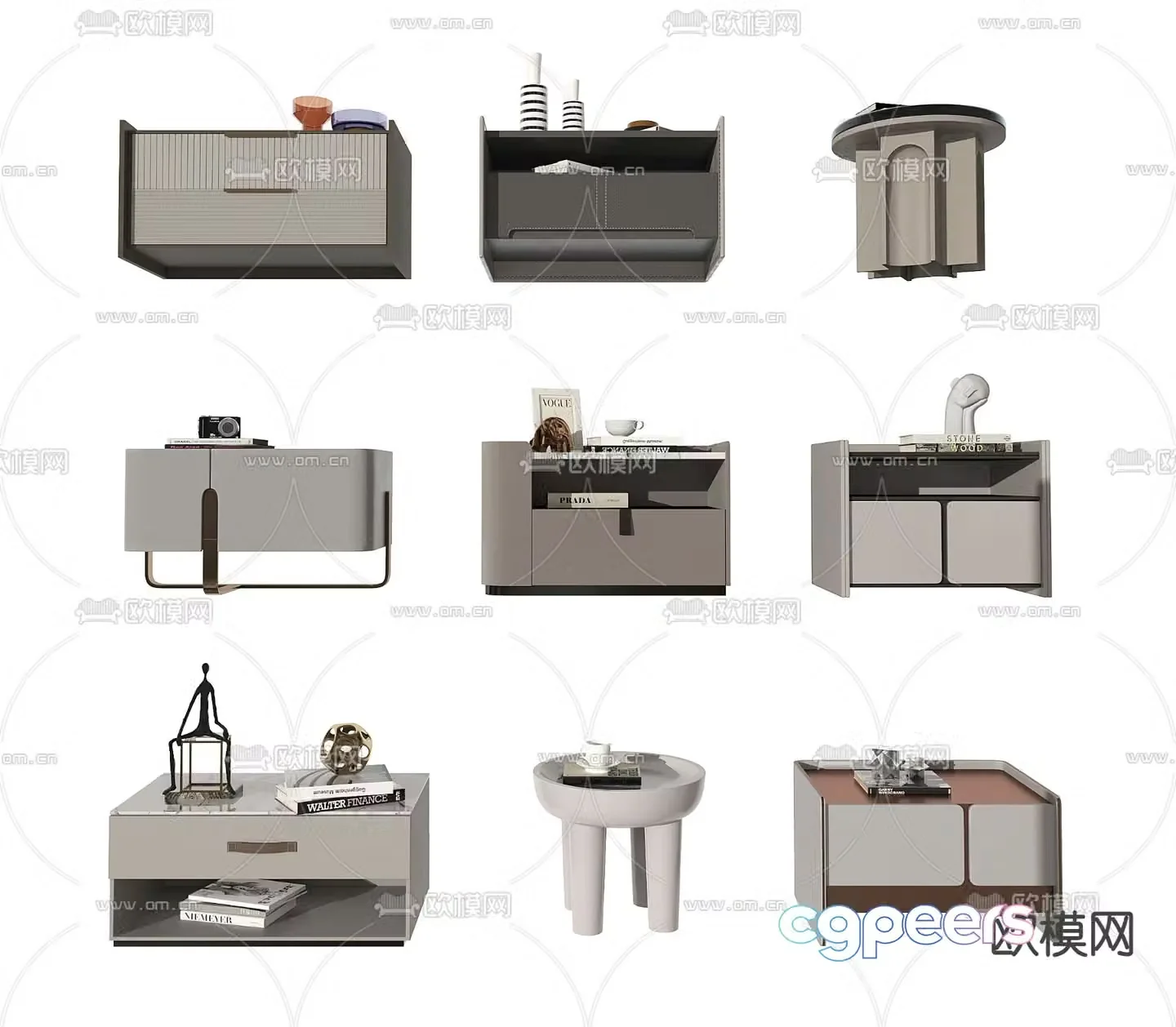 Modern bedside table combination 3d model
