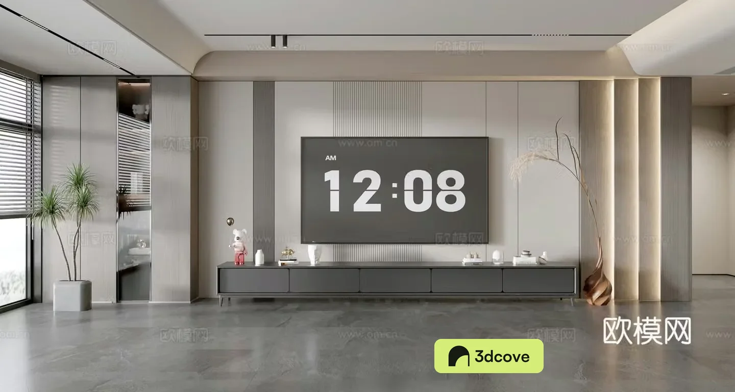 Modern simple living room light luxury TV background wall TV set full wall TV cabinet combination