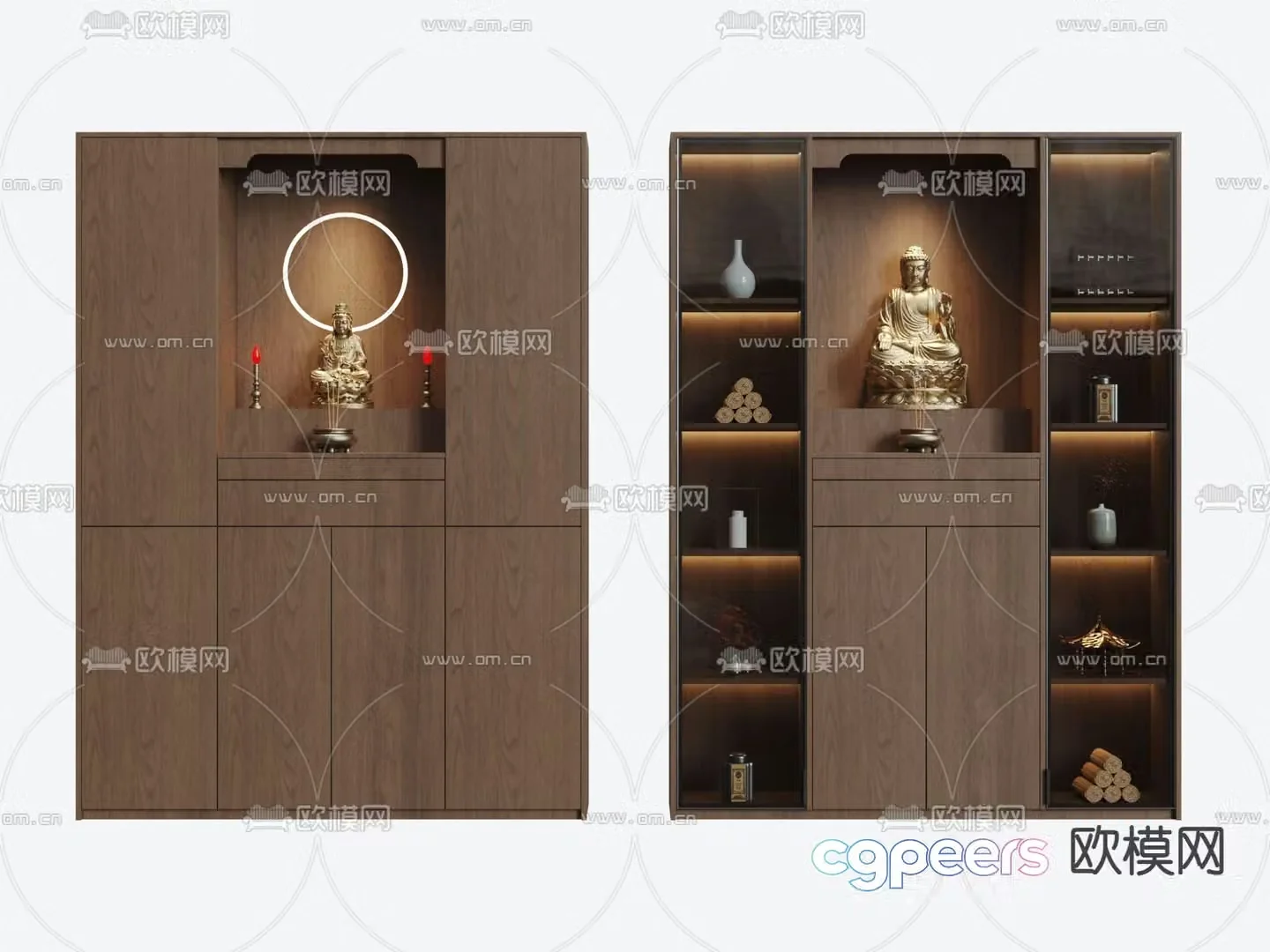 New Chinese style Buddhist niche shrine sacred cabinet 3D model